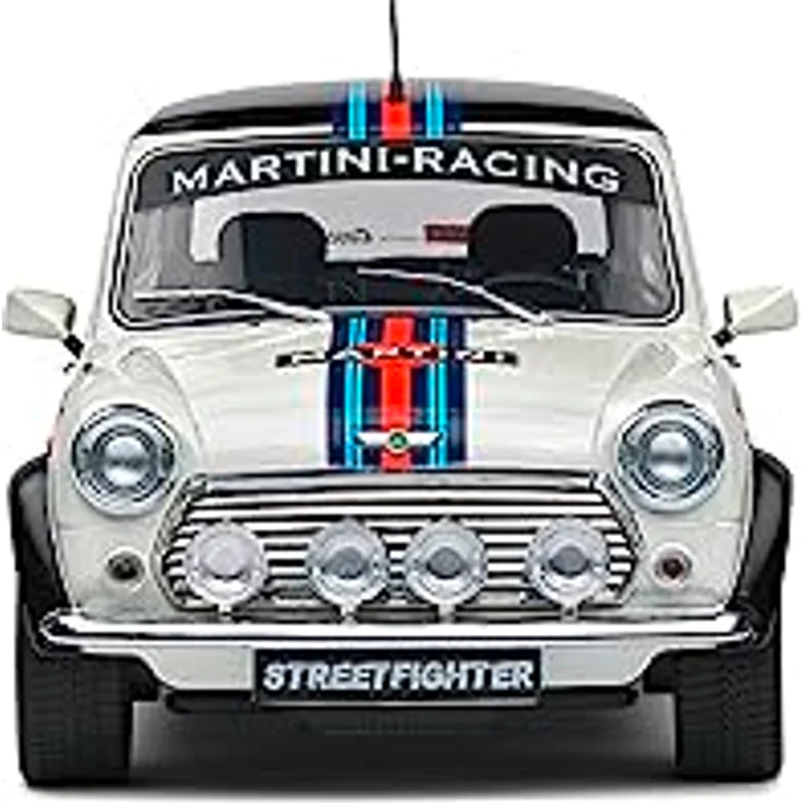 Solido 1:18 Mini Cooper MARTINI EVO, Modellauto aus Zinkdruckguss in detailgetreuer Nachbildung von 1998, mit Kunststoffsockel im Fensterkarton – Bild 2