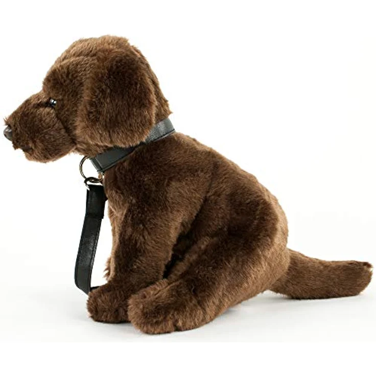 Teddys Rothenburg Kuscheltier Labrador mit Leine 30cm, schokobrauner kuschelweicher Plüsch – Bild 2