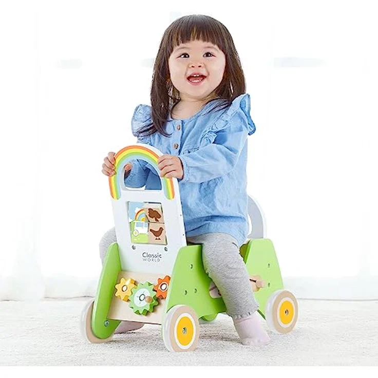 Classic World Lauflernwagen mit Puzzle, drehbaren Rädchen und Formen zum Sortieren, für motorische Fähigkeiten, bunt – Bild 4