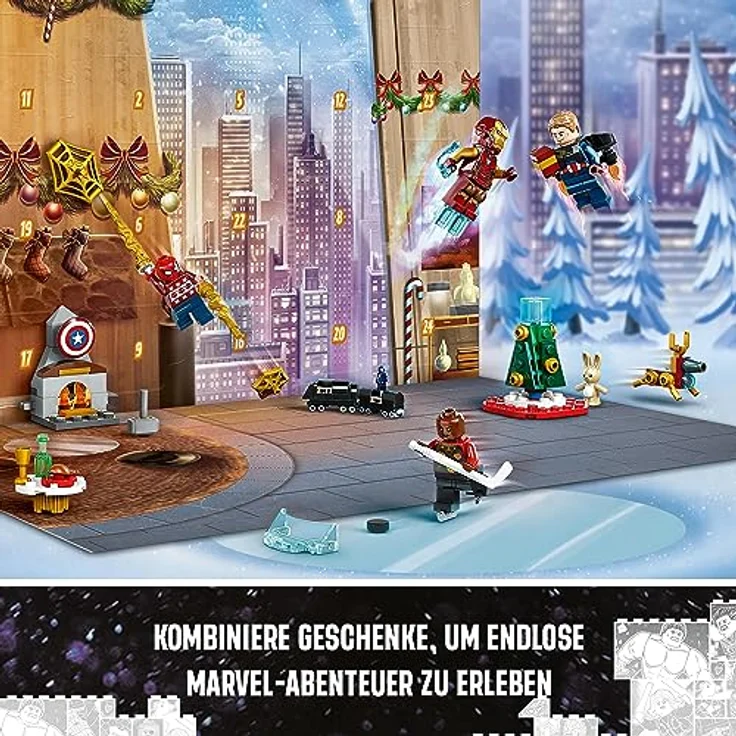 LEGO 76267 Marvel Avengers Adventskalender 2023, Weihnachtskalender mit 24 Geschenken inkl. Captain America, Spider-Man, Iron Man und weiteren Superhelden-Minifiguren, Weihnachts- und Advents-Geschenk – Bild 2