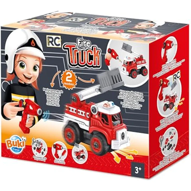 BUKI 9022 Feuerwehrauto RC, Spielzeugauto für Kinder, mit Funksteuerung und Schritt-für-Schritt-Anleitung, ab 3 Jahren – Bild 1