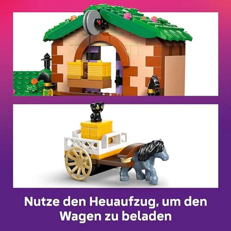 LEGO Friends 42654 Ponyhof & Stall Bausatz, Spielset mit 727 Teilen, Heulift und Zubehör für Pferdefans, Mehrfarbig – Bild 3