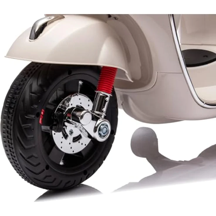 Sun Baby Vespa Maxi Elektroroller, 12V Akku Kinderfahrzeug mit Licht, Sound und MP3-Player, stabil, für Kinder 3-6 Jahre, Weiß – Bild 6
