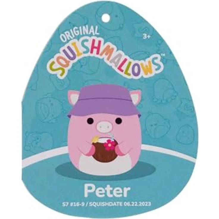 Squishmallows SQCR05382 - Peter das rosa Schwein mit Fischerhut 19 cm, offizielles Jazwares Plüsch, superweiches Kuscheltier – Bild 5