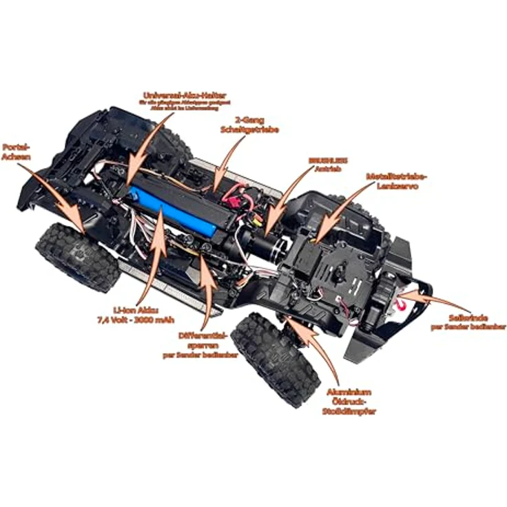 DF Models DF-4S Pro BL Crawler, RC Offroad-Auto im Maßstab 1:10, bürstenloser Elektromotor, schwarz, bis zu 13 km/h – Bild 3