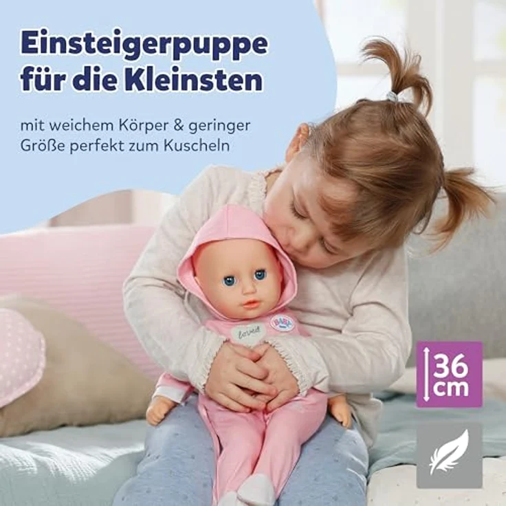 Baby Born Hannah Spiel mit mir, Babypuppe mit weichem Stoffkörper, 36 cm, interaktive Geräusche, inkl. Fläschchen und Schnuller – Bild 4