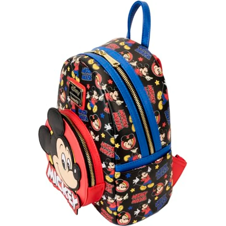 Loungefly Disney Mickey and Friends Classic Mini Rucksack, veganes Leder, gepolsterte Schultergurte, 22,9 x 26,7 x 11,4 cm – Bild 3