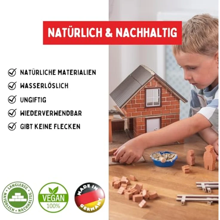 teifoc 4920 Steinbaukasten - Bauernhof, Kreativ-Bauset mit 230 Bauteilen, DIY Bausatz aus natürlichen Materialien, für Kinder ab 8 Jahren – Bild 3
