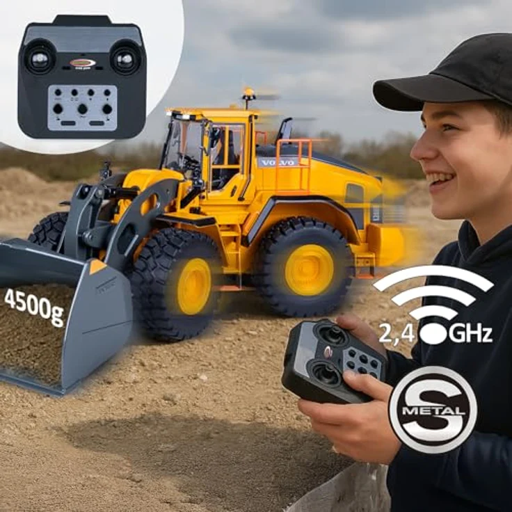Orange Radlader Volvo L260H, Metal Modell 1:14 mit 2,4GHz Fernsteuerung, 1200 mAh Akku – Bild 2