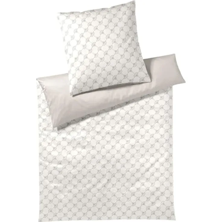 Joop! Bettwäsche Cornflower Double 4083 Light Cream - 77 Nacken-Kissen 40x40 cm - Comfort-Satin im Kornblumen-Design, gedrucktes JOOP Logo, Pflegeleicht, 100% Baumwolle, Made in Germany