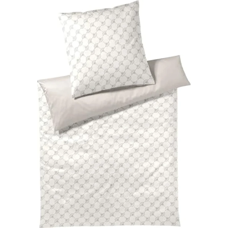Joop! Bettwäsche Cornflower Double 4083 Light Cream - 77 Nacken-Kissen 40x40 cm - Comfort-Satin im Kornblumen-Design, gedrucktes JOOP Logo, Pflegeleicht, 100% Baumwolle, Made in Germany – Bild 1