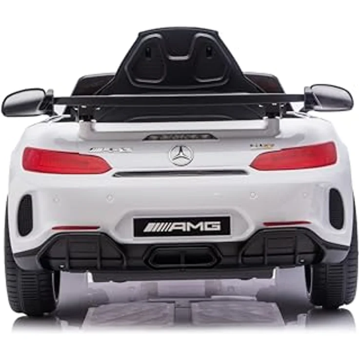 FINOOS Mercedes GTR AMG Elektroauto für Kinder, 12V, mit Fernbedienung, 2 + 1 Geschwindigkeitsstufen, LED, Musik, Bluetooth, weiß – Bild 4