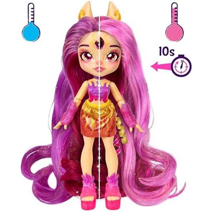 Moose Anziehpuppe Magic Mixies Galaxy Hair Pixling - Fiery Firensai, Ankleidepuppe mit langen farbwechselnden Haaren – Bild 8