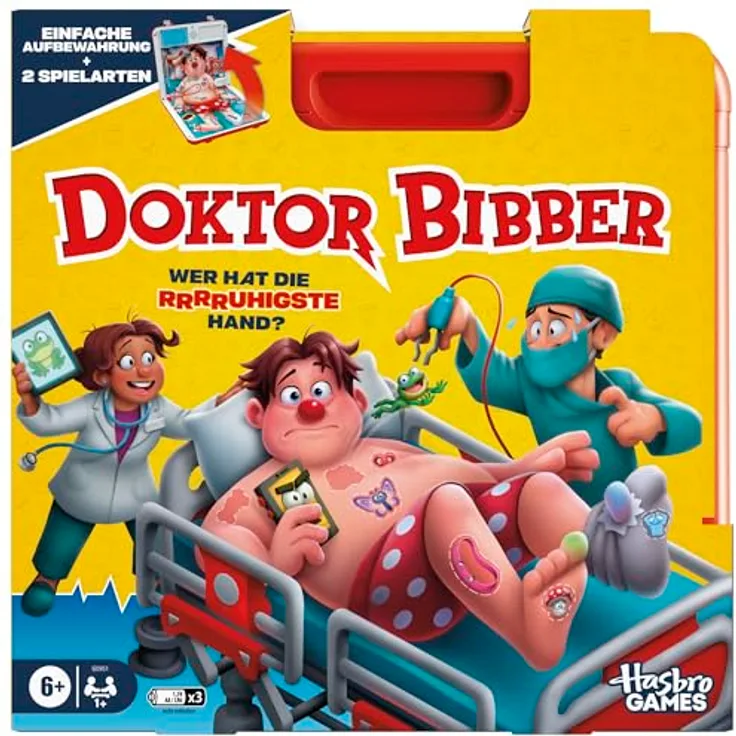 Hasbro Gaming Doktor Bibber elektronisches Brettspiel mit Tragebox und 2 Spielarten, Deutsche Fassung