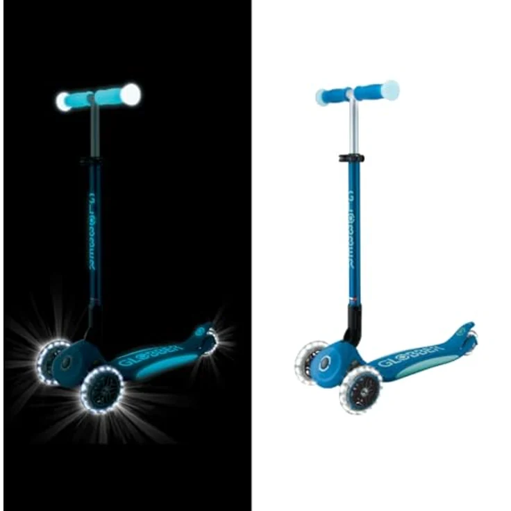 Globber Elite Glow Lights, 3-rädriger Scooter für Kinder 3-9 Jahre, höhenverstellbar, Glow-in-the-Dark, klappbar, bis 50 kg – Bild 3