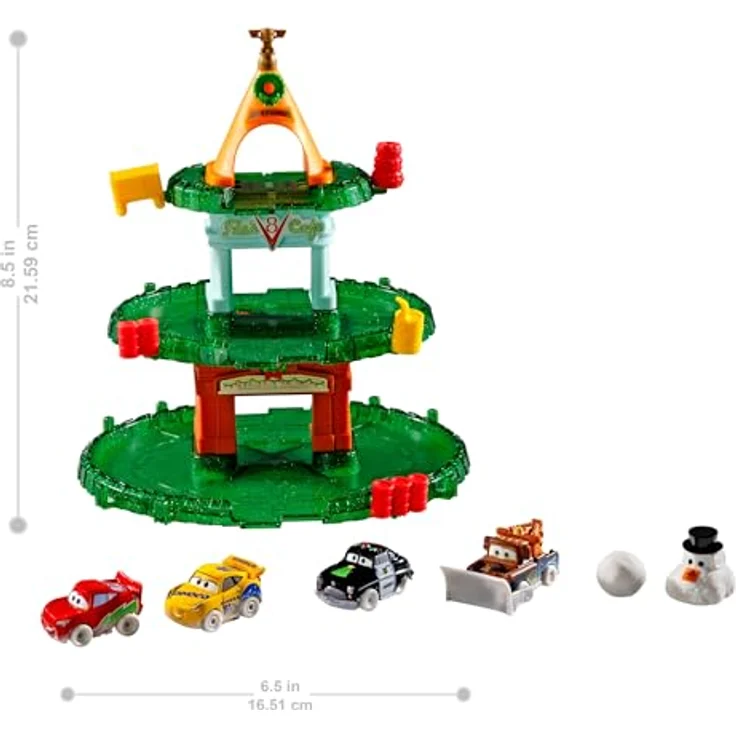 Mattel Disney Pixar Cars Microauta Adventskalender, mit 4 Mini-Fahrzeugen und winterlicher Schneemann-Autofigur – Bild 5