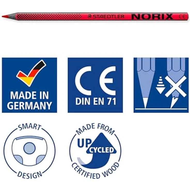 STAEDTLER NORIX 186 Buntstift, aus Upcycled Wood, bruchfest und rutschfest, Kartonetui mit 24 Buntstiften, sortierte Farben – Bild 4