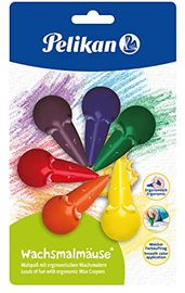 Pelikan 803328 Wachsmalmäuse farbig Sortiert 6er Blister, rot