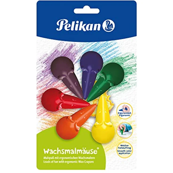 Pelikan 803328 Wachsmalmäuse farbig Sortiert 6er Blister, rot – Bild 1