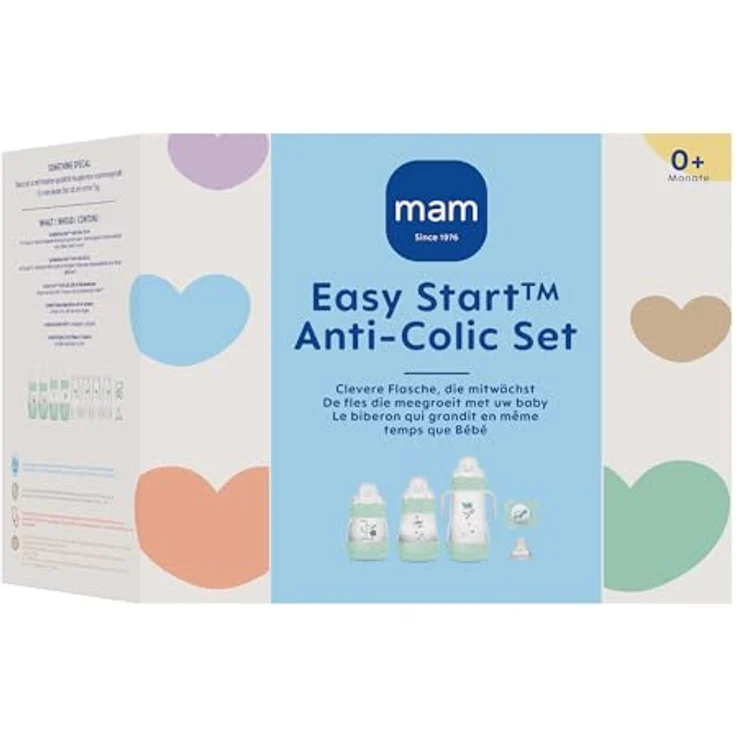 MAM Easy Start Anti-Colic Starter Set, mitwachsende Baby Erstausstattung mit Schnuller, Flaschen & Griffen, Baby Geschenk Set, ab Geburt, blau – Bild 2