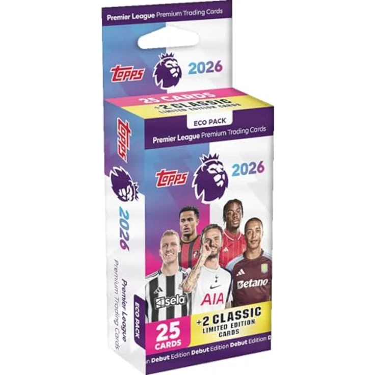 Topps Premier League 2025/26 Trading Cards Pack, 27 Sammelkarten mit limitierten Editionen und Autogrammen, für Fans ab 6 Jahren – Bild 1