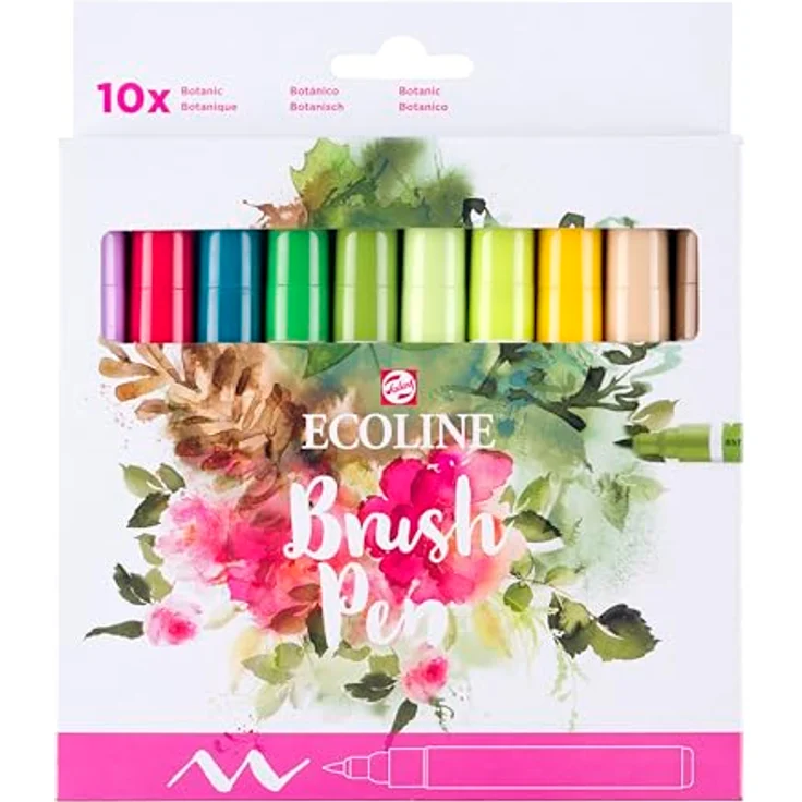Ecoline Brushpen X10 Botan.Cb, Set mit 10 Pinselstiften in lebendigen Farben, ideal für Aquarell und Handlettering – Bild 1