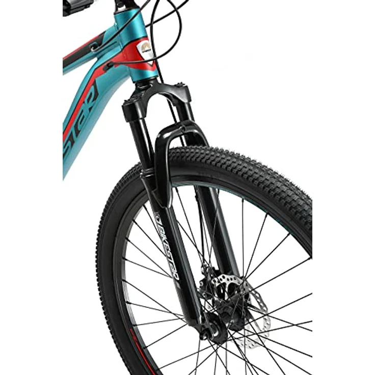 BIKESTAR Alu Mountainbike 27. 5 Zoll | 21 Gang Hardtail Sport MTB 14 Zoll Rahmen Scheibenbremse Federgabel | Türkis – Bild 4