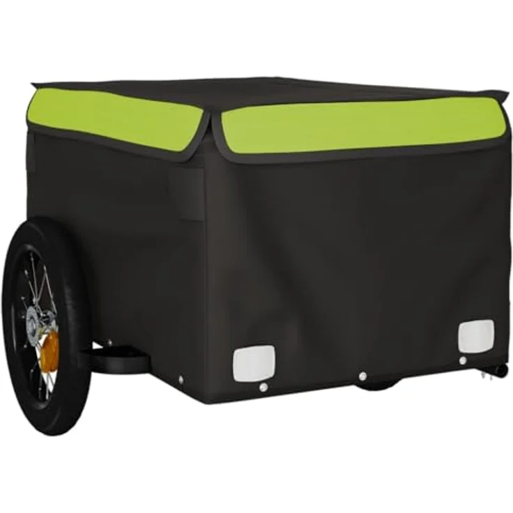 vidaXL Fahrradlastenanhänger Fahrradanhänger Schwarz und Grün 30 kg Eisen - Robuster Lastenanhänger für Fahrradtransport – Bild 5