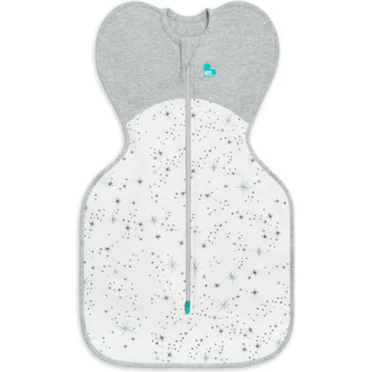 Love To Dream Pucksack, Baby Erstausstattung Neugeboren (2,2-3,8kg), Arme hoch Position, zweiweg-Reißverschluss, Schlafsack Weiß, ideal für milde Temperaturen 18-24°C