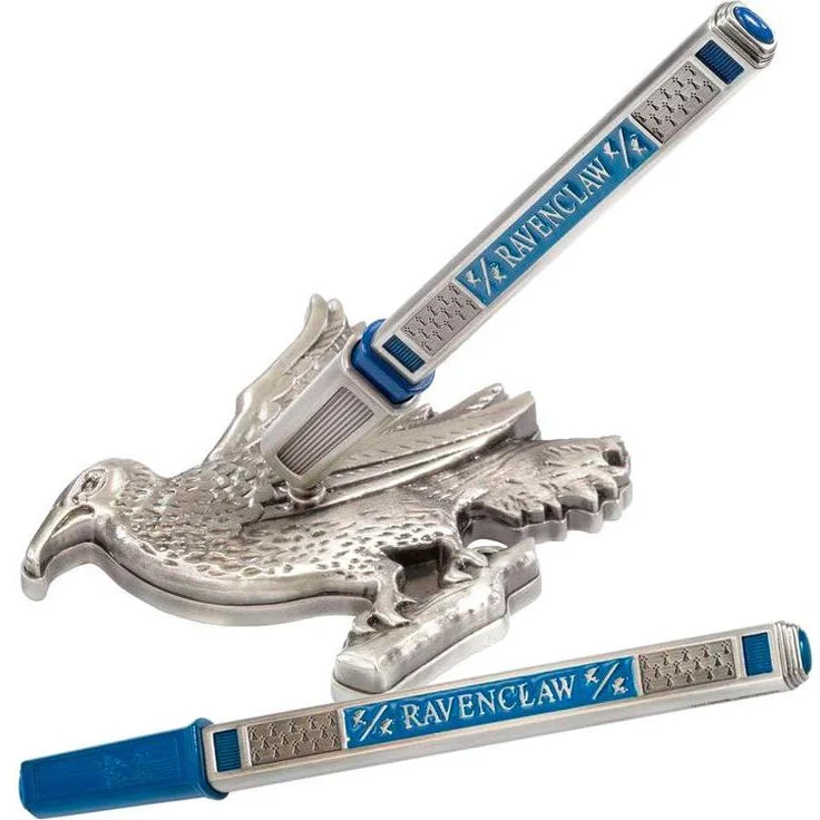Noble Collection Harry Potter Ravenclaw House Pen, Mehrfarbiger Füller mit Tischständer aus Metall, 10 cm