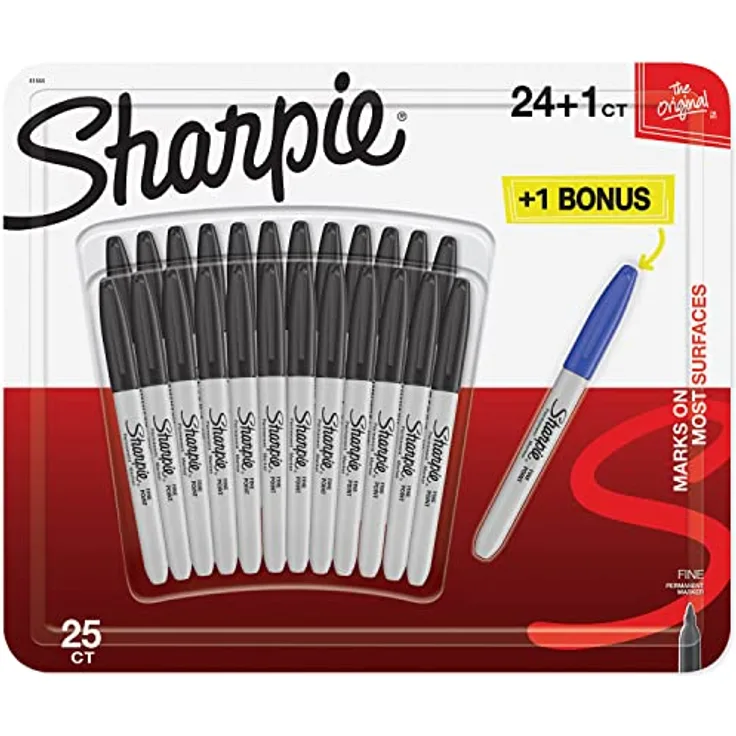Sharpie Permanentmarker mit feiner Spitze, 25 Stück, schwarz