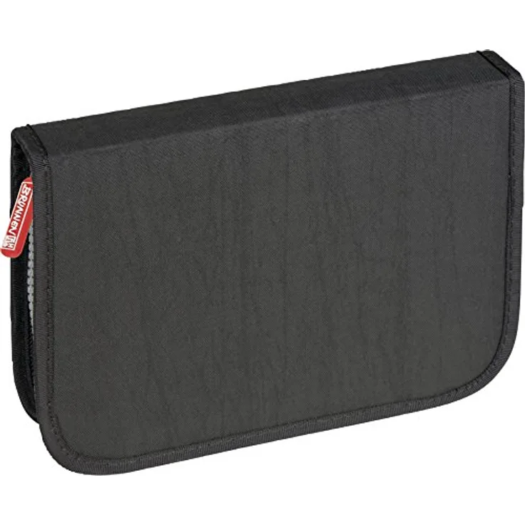 Brunnen 104918690 Schüler-Etui Crinkle (19,5 x 13,5 x 3,5 cm, 2 Klappen, schwarz, befüllt mit 9 dicke Markenbuntstifte, 2 Markenbleistifte, Lineal 16 cm, Metalldoppelspitzer, Radiergummi, Zeichenschablone)