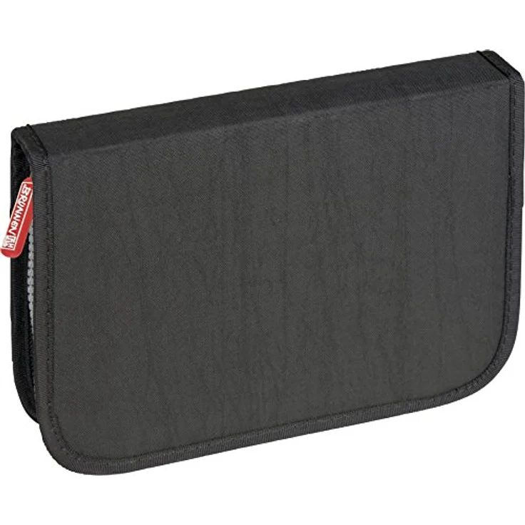 Brunnen 104918690 Schüler-Etui Crinkle (19,5 x 13,5 x 3,5 cm, 2 Klappen, schwarz, befüllt mit 9 dicke Markenbuntstifte, 2 Markenbleistifte, Lineal 16 cm, Metalldoppelspitzer, Radiergummi, Zeichenschablone) – Bild 1