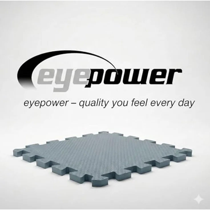 eyepower Puzzlematte XL, 4,8 m² Trainingsmatte mit Rand, 54-tlg. Set, 30 x 30 x 1 cm, schalldämmende EVA Bodenschutzmatte für Home Gym, schwarz – Bild 9