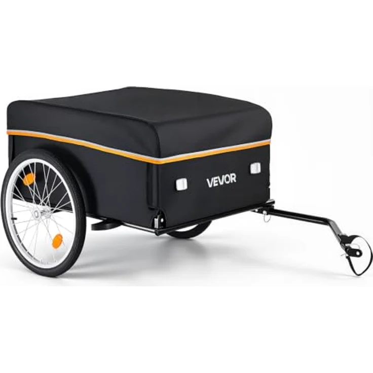 VEVOR Faltbarer Fahrradanhänger Lastenanhänger, 59 kg Tragfähigkeit, Kohlenstoffstahl & 600D Oxford, Regenschutz, 4 Reflektoren, für 22-28 Zoll Räder – Bild 1