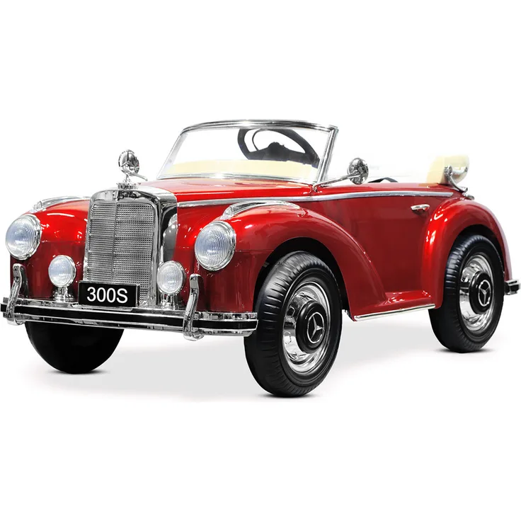FINOOS Mercedes 300S Kinder Elektroauto, Oldtimer mit 2x35W Motor, MP3-Funktion, Metallic Rot, für Kinder von 1 bis 5 Jahren