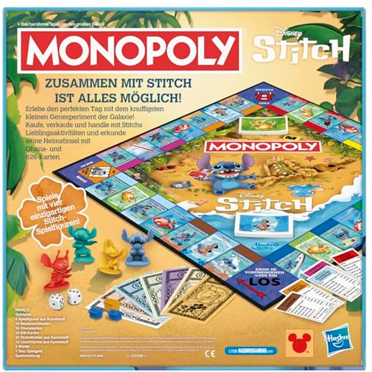 Monopoly Disney Stitch Edition Brettspiel - Deutsche Fassung, mit 4 einzigartigen Stitch Spielfiguren – Bild 4