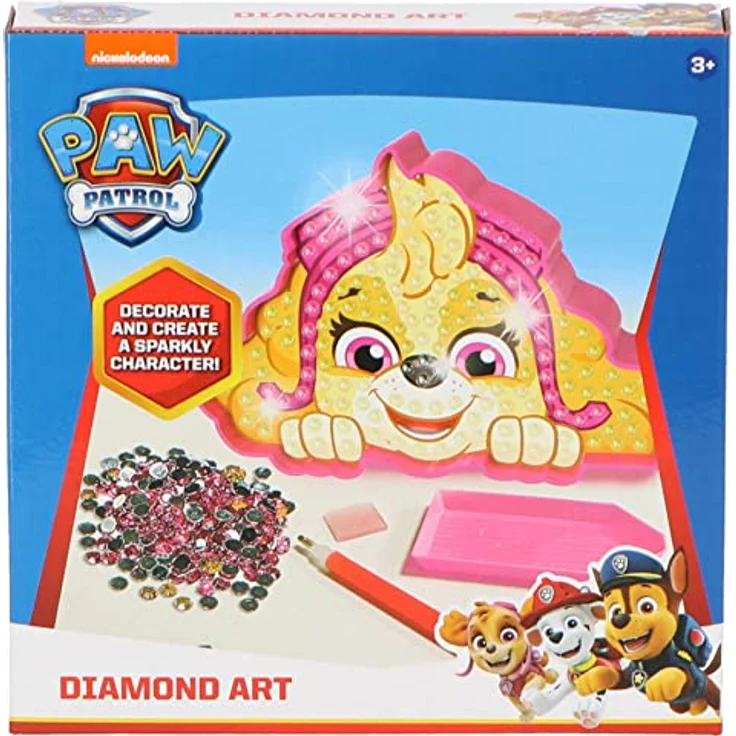 Sambro Paw Patrol Diamond Art Skye Kreativ Set, enthaltene Figur, Applikatorstift, bunte Steine und Anleitung, nicht für Kinder unter 3 Jahren geeignet – Bild 1