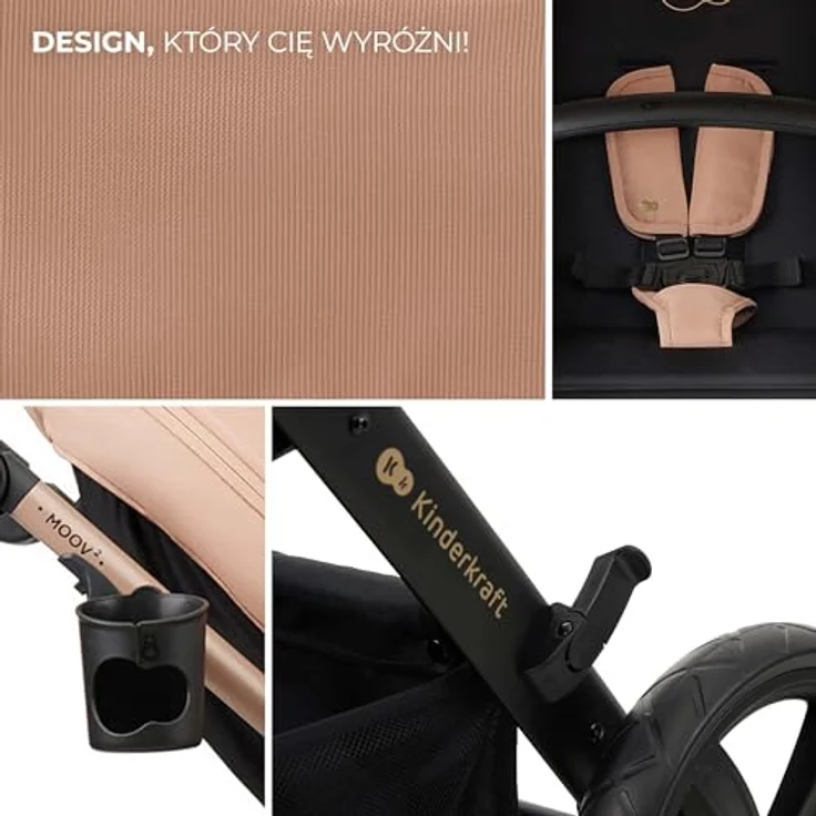 Kinderkraft MOOV 2, 4-in-1 Kombi-Kinderwagen-Set mit wendbarem Sitz & Wanne, Babyschale MINK PRO i-Size, Isofix-Base, Wickeltasche & Zubehör - Sand Beige, inklusive Gratis Mobilitätsgarantie – Bild 6