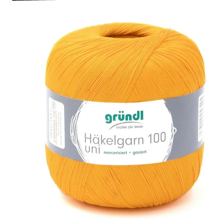 Gründl Häkelgarn 100, Baumwolle dünn zum Häkeln Handarbeiten DIY, 100g Häkelwolle, 566,00 m (Baumwollgarn, Filethäkelgarn), 60° waschbar – Bild 1