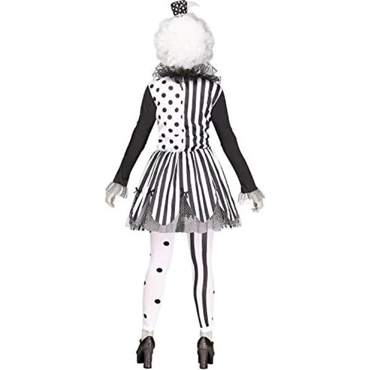 Fun World Division Psycho Pantomimin Kostüm, dreiteilig mit Kleid, Mini-Hut und Leggings, 100% Polyester für Fasching und Halloween, Größe L und M – Bild 2
