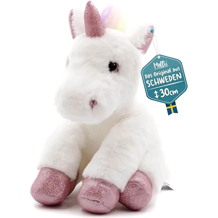 Mollis Kuscheleinhorn, 30 cm Plüschtier in Regenbogenfarben, weiches und langlebiges Kuscheltier für Kinder, sicheres Schmusetier – Bild 1