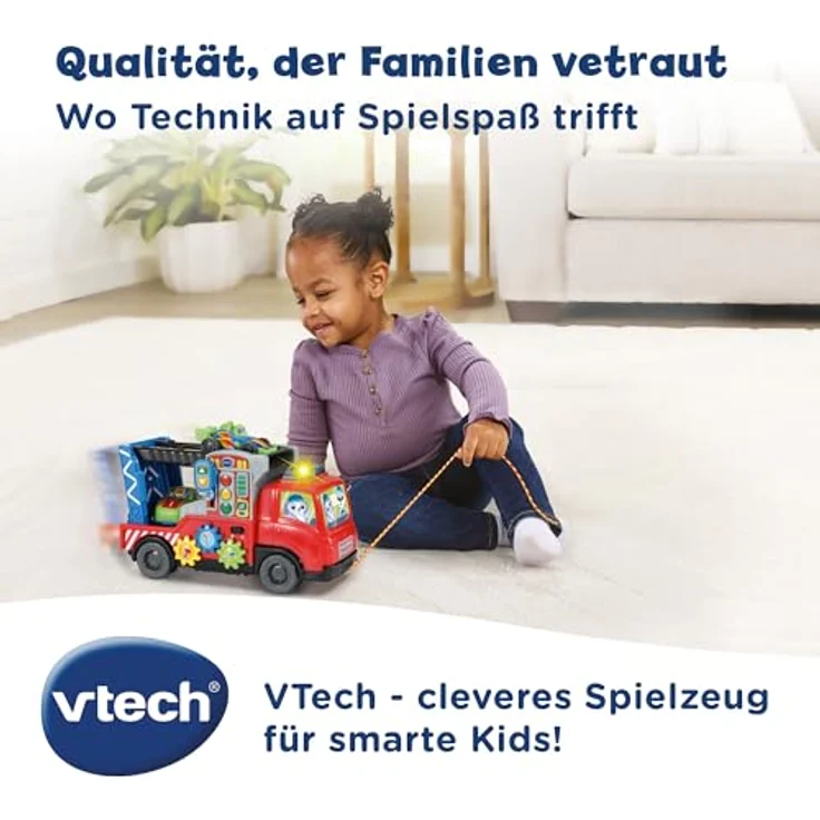 Vtech Babys Autotransporter, Musikspielzeug mit 2 Spielmodi, 3 bunten Tasten, aufleuchtenden Lichtern und 4 gesungenen Liedern – Bild 5