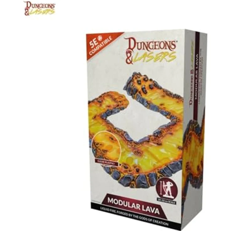 Archon Studio Dungeons & Lasers: Modular Lava - 8-teiliges modulares Gelände-Set für DND und 5E, unlackiert und unmontiert, inklusive Montageclips, transparentes Design – Bild 1