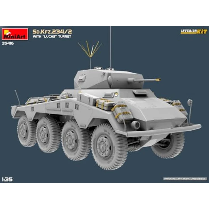 Other 1:35 Sd.Kfz.234/2 mit Luchs Turm, Modellfahrzeug mit detailliertem Interieur und Photoätzteilen, zwei Varianten darstellbar – Bild 2