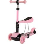 COFI 1453 Dreiradscooter Baby Foot Scooter, 3-Rad-Roller mit abnehmbarem Sitz, höhenverstellbar (58–78 cm), klappbar, pink