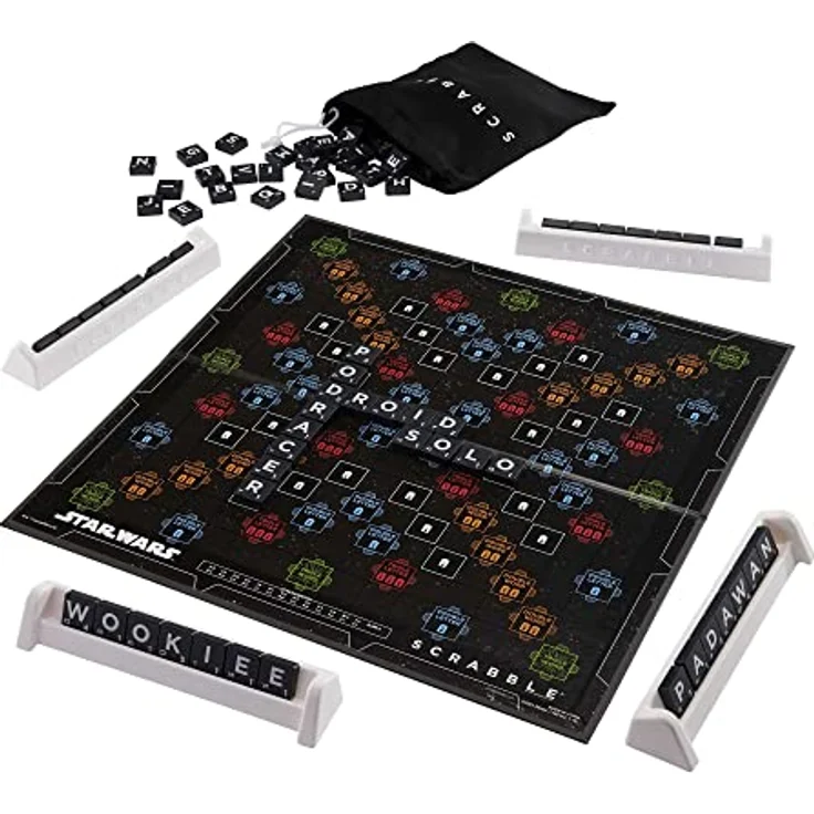 SCRABBLE Star Wars Edition, Brettspiel in französischer Version mit Aurebesh Buchstaben und Galaxie-Modus, HBN59 – Bild 1