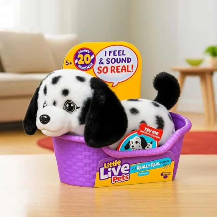 Spectron Little Live Pets Pepper, interaktiver Plüschwelpe Dalmatiner mit über 20 Geräuschen und Reaktionen, kuschelig-weich – Bild 7