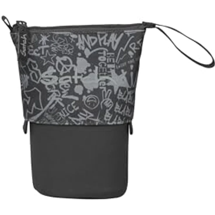 Satch Pencil Slider Federmäppchen, Stiftehalter zum Stehen mit 3 Innenfächern und Geheimfach, recycelte Materialien, Street Ink - Grau – Bild 1