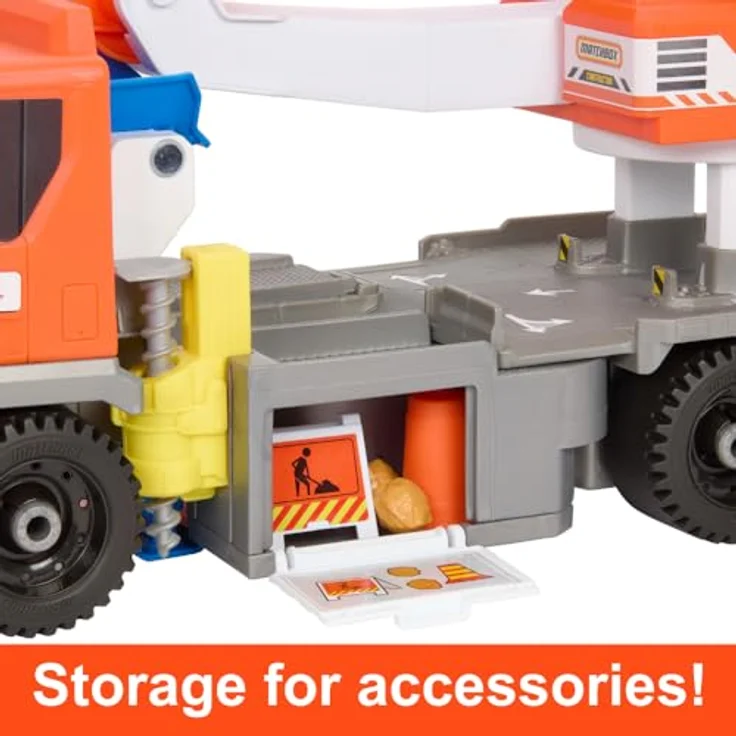 Matchbox Action Drivers Transforming Excavator, Spielzeug-Baulastwagen mit Bohrstation, Kran, Felsentrichter und Muldenkipper im Maßstab 1:64, HPD64 – Bild 5